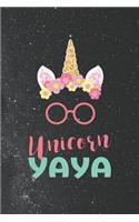 Unicorn Yaya: Family Grandma Women Mom Memory Journal Blank Lined Note Book Mother's Day Holiday Gift