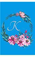 K: Personalized 6x9 Inch Matte Softcover Paperback Notebook Journal With 120 Blank Lined Pages