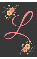 L Initial Monogram Dot Grid Notebook Journal: Elegant Floral Monogram Gifts For Women And Girls, 120 Pages 6x9