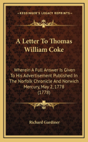 A Letter To Thomas William Coke