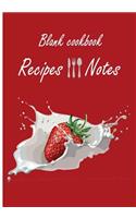 Blank cookbook: Recipes & Notes: 7x10 "Red strawberry"" with 100 pages blank recipe paper for jotting down your recipes