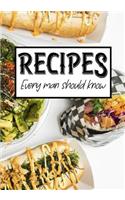 Recipes Every Man Should Know: Blank Recipe Cookbook Journal V2