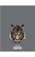 Tiger sketchbook: Tiger on dark grey cover (8.5 x 11) inches 110 pages, Blank Unlined Paper for Sketching, Drawing, Whiting, Journaling & Doodling(3 Tiger on Dark Grey Sketchbook)