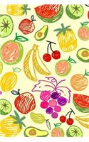 Summer Fruit Print Design Blank Lined Journal 6 x 9