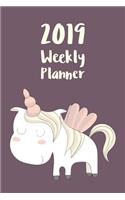 2019 Weekly Planner: Unicorn: Modern Neutral Design