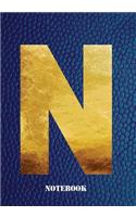 N Notebook: Letter 'n' Notebook, Composition, Exercise or Log Study Book - Blue Cover