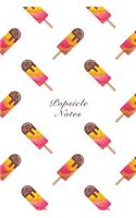 Popsicle Notes: 6"x9" Unruled Blank Notebook Watercolor Texture Design Sweet Popsicle Ice Cream Dessert Pattern Cover. Matte Softcover Note Book Journal