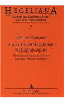 Zur Kritik Der Hegelschen Naturphilosophie