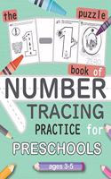 1-10 Puzzle Book of NUMBER TRACING Practice for Preschools ages 3-5