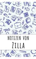 Notizen von Zilla: Kariertes Notizbuch mit 5x5 Karomuster für deinen personalisierten Vornamen