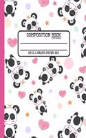 Composition Book Cute Panda Graph Paper 4x4