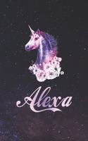 Alexa: First Name Personalized Unicorn Customized Names Gift Birthday Girl Notebook Journal