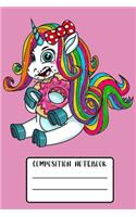 Composition Notebook: Unicorn Munching on Doughnut 6 x 9 Journal 125 Pages Lined