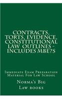 Contracts, Torts, Evidence, Constitutional law Outlines - Includes MBE's