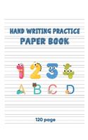 Hand Writing Practice Paper Book