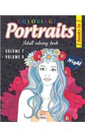 Coloring portraits - night - 2 books in 1