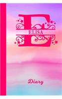Elisa Diary: Personalized First Name Personal Writing Journal - Cute Pink Purple Watercolor Cover - Daily Diaries for Journalists & Writers - Note Taking - Write