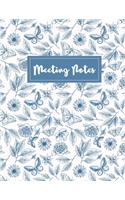 Meeting Notes: Vintage Floral Cover - Taking Minutes Record Log Book, Day Action Items & Notes, Attendees - Business Notebook for Meetings and Organizer - Secretar