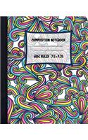 Colourful Composition Notebook: Pretty Lined Paper Exercise Book for Kids - Wide Ruled Notebook for Schoolgirl - Unique Gift Idea with Cute Patterns
