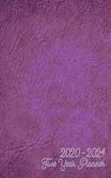 2020-2024 Five Year Planner: Jan 2020-Dec 2024 Five Year Planner, purple leather digital paper cover, featuring 2020-2022 Overview, daily, weekly, monthly view, areas for: to do