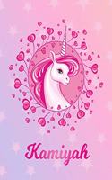 Kamiyah: Unicorn Large Blank Primary Sketchbook Paper - Pink Purple Magical Horse Personalized Letter K Initial Custom First Name Cover - Drawing Sketch Book