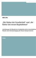 "Die Kultur der Gesellschaft" und "die Kultur des neuen Kapitalismus"