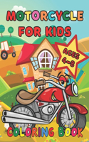 Motorcycle Coloring Book For Kids Ages 4-8