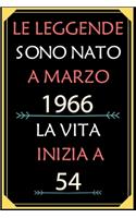 Le Leggende Sono Nato A Marzo 1966 La Vita Inizia A 54: taccuino con un cuore in quarta di copertina: Regali personalizzati, Regalo per donna, uomo 54 anni