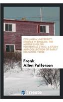 Columbia University. Studies in English. the Middle English Penitential Lyric