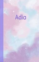 Adia: Personalized Composition Notebook - College Ruled (Lined) Exercise Book for School Notes, Assignments, Homework, Essay Writing. Pink Blue Purple Cov