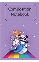 Composition Notebook: Large (6 x 9 inches) - 100 Pages - Blank Sketch - 60 Sheets -- Journal, Notebook, Workbook and Diary for Boys and Girls with Happy Unicorn style