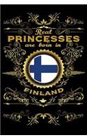 Real Princesses Are Born in Finland: 6 X 9 Inch Bulleted Dot Grid Journal Notebook for Students, School, as Diary Bullets