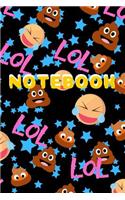 Notebook: Funny Notebook / Journal With Poop Emoji Pattern Lined Pages