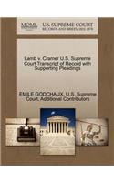 Lamb V. Cramer U.S. Supreme Court Transcript of Record with Supporting Pleadings