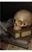 Skull on a Stack of Books Journal: 150 page lined notebook/diary