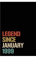 Legend Since January 1999: Birthday Gift For Who Born in January 1999- Blank Lined Notebook And Journal - 6x9 Inch 120 Pages White Paper