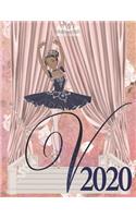2020 Weekly Planner - Ballerina Princess Monogram Initial Letter 
