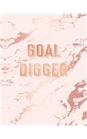 Goal Digger: Inspirational Quote Notebook, Light Purple Marble and Rose Gold 8.5 x 11, 120 College Ruled Pages