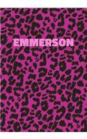 Emmerson: Personalized Pink Leopard Print Notebook (Animal Skin Pattern). College Ruled (Lined) Journal for Notes, Diary, Journaling. Wild Cat Theme Design wi