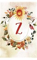 Notebook 6"x9", Letter Z, Orange Green Floral Design: (26 Notebook 6"x9", Letter Z, Orange Green Floral Design)