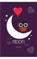 To The Moon and Back Notebook, Blank Write-in Journal, Dotted Lines, Wide Ruled, Medium (A5) 6 x 9 In (Purple)