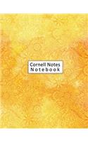 Cornell Notes Notebook: Large Student Cornell Note Taking System 120 Pages Flowery Yellow Gradient Cover