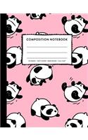 Composition: Cute Kawaii Panda Notebook for Girls Pink Primary Copy Book, Wide Ruled SOFT Cover, Kids Elementary Grade Back To School Supplies Student Teacher Li