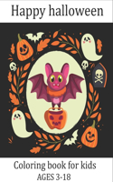 happy halloween coloring book for kids ages 3-8