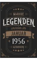 Wahre Legenden wurden im Januar 1956 geboren: Vintage Geburtstag Notizbuch - individuelles Geschenk für Notizen, Zeichnungen und Erinnerungen - liniert mit 100 Seiten