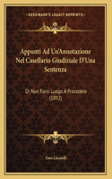 Appunti Ad Un'Annotazione Nel Casellario Giudiziale D'Una Sentenza: Di Non Farsi Luogo A Procedere (1892)