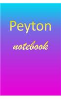 Peyton: Blank Notebook - Wide Ruled Lined Paper Notepad - Writing Pad Practice Journal - Custom Personalized First Name Initial P Blue Purple Gold - Taking 