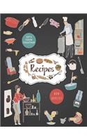 Recipes Notebook: Personal Cookbook Journal To Write In Perfect For Girl Design With Kitchen Utensils And Appliances