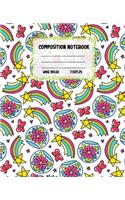 Composition Notebook Wide Ruled: Size 7.5 " x 9.25 " - Pretty Colourful Workbook for Little Princesses Girls Kids Teens Students for School Home College Writing Notes - Journal for 