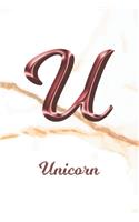 Unicorn: Sketchbook - Blank Imaginative Sketch Book Paper - Letter U Rose Gold White Marble Pink Effect Cover - Teach & Practice Drawing for Experienced & As